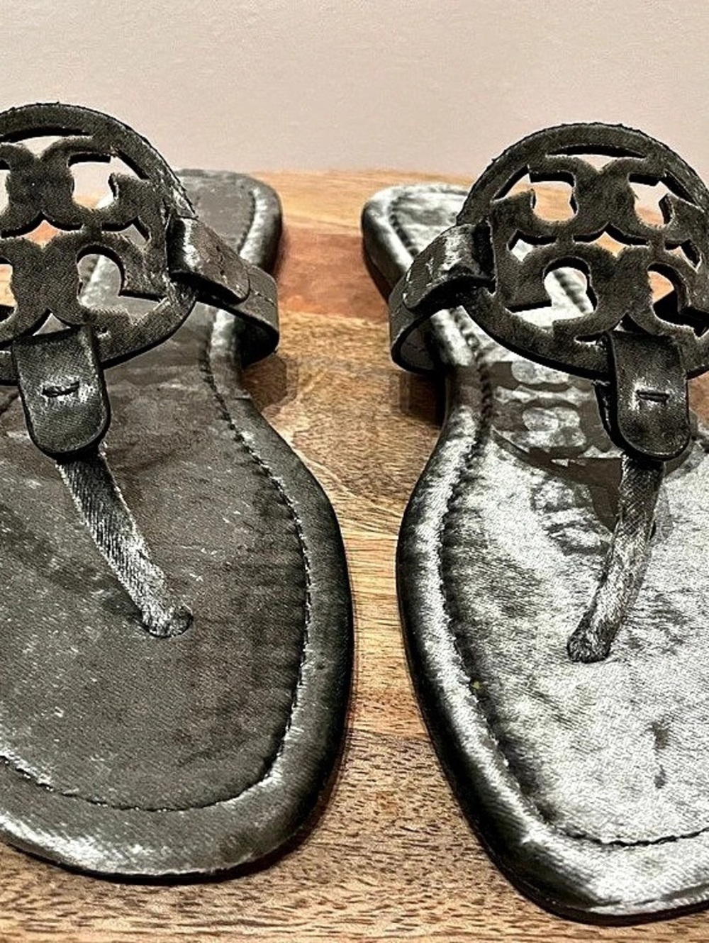 Tory Burch Miller Sandals • Lava Grey Velvet • Size 9